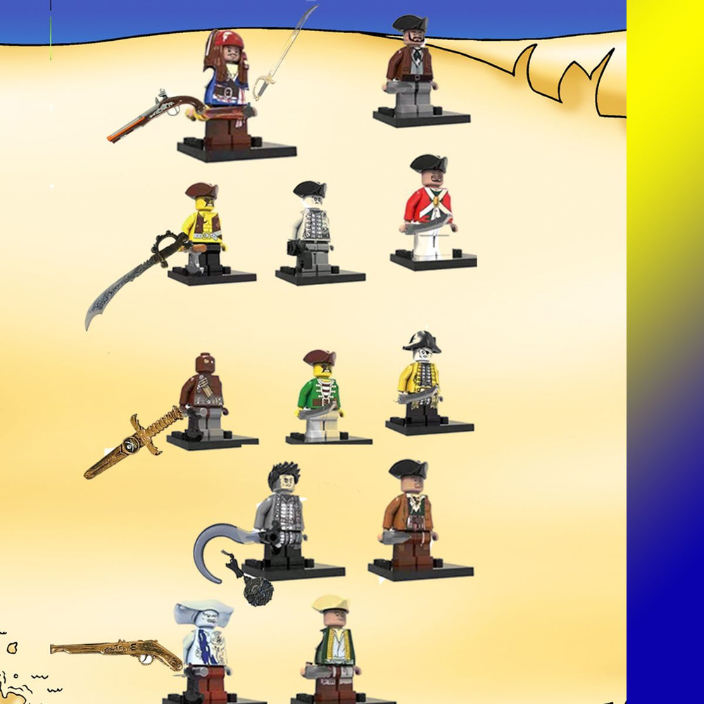 Пираты карибского моря конструктор 12 фигурок герои Джек Воробей черная ...
