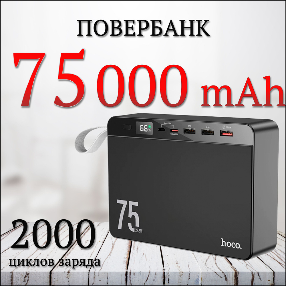 Внешний аккумулятор (Power Bank) hoco J/_USB Type-C_USB - купить по  выгодным ценам в интернет-магазине OZON (928813000)