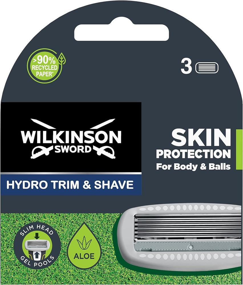 Wilkinson Sword Hydro5 Trim & Schave Skin Protection Body / Сменные кассеты для бритв Hydro, 3 шт.  #1