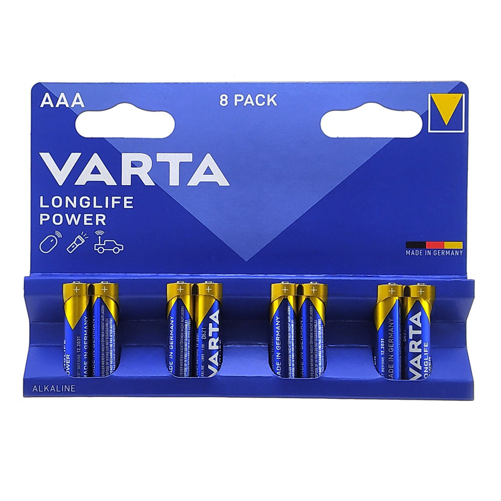 Батарейка (8шт) мизинчиковая VARTA LR03 (AAA) LONGLIFE Power 1.5В щелочная(алкалиновая) (бл8)  #1