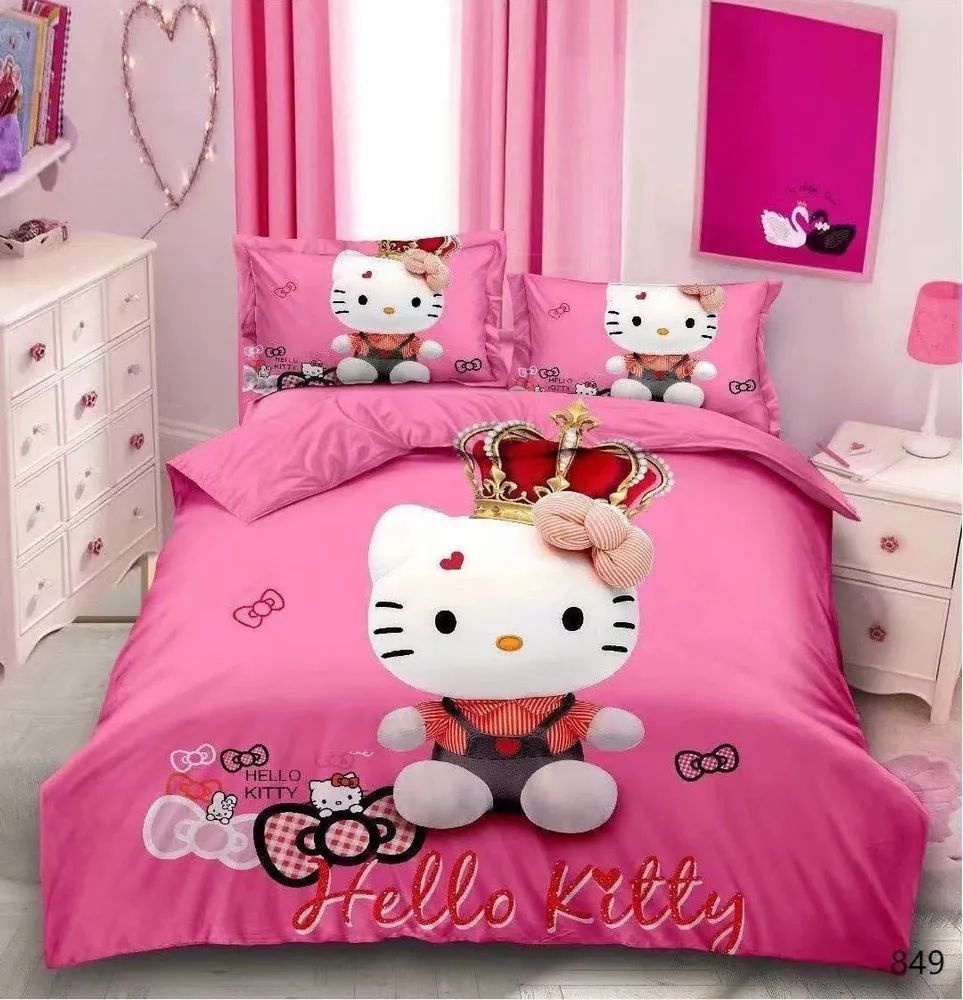 Комплект Постельного Белья Детское 1,5 спальное Hello Kitty для девочек  #1