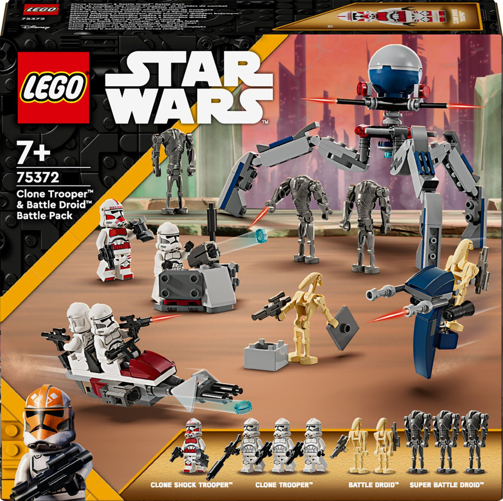 LEGO STAR WARS 75372 Боевой набор: Клоны и боевой дроид - купить с  доставкой по выгодным ценам в интернет-магазине OZON (1424667217)