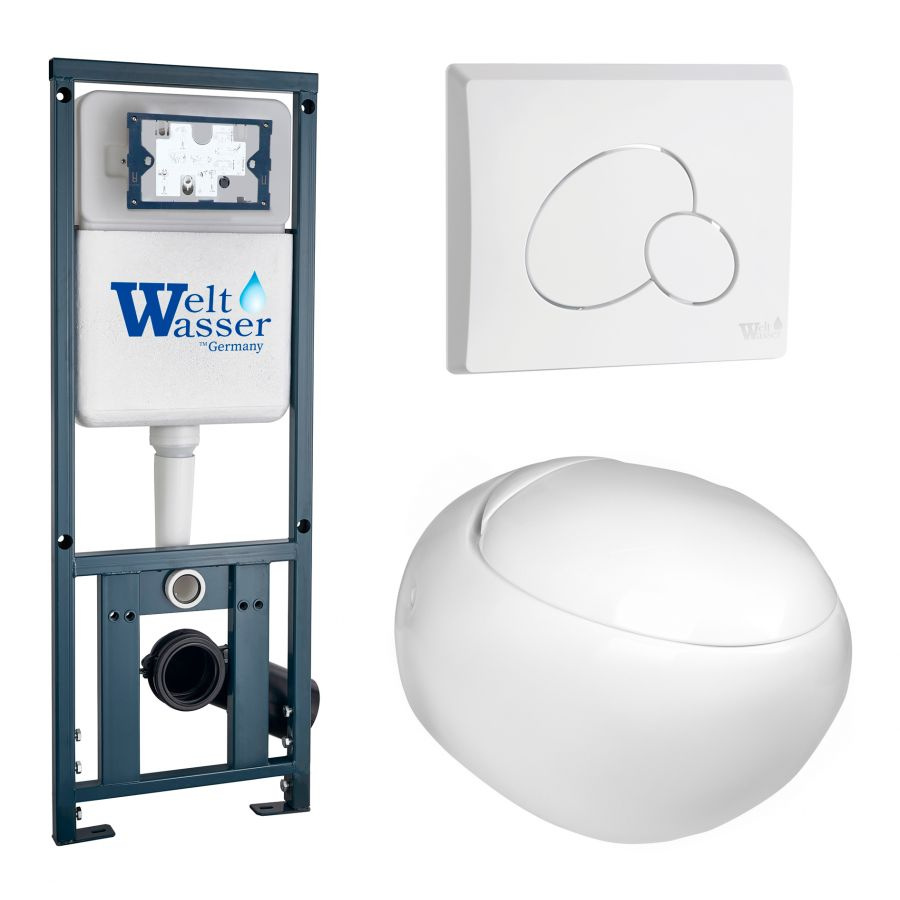 Комплект Weltwasser 10000010720 подвесной унитаз Jeckenbach 004 GL-WT + инсталляция Marberg 410 + кнопка #1