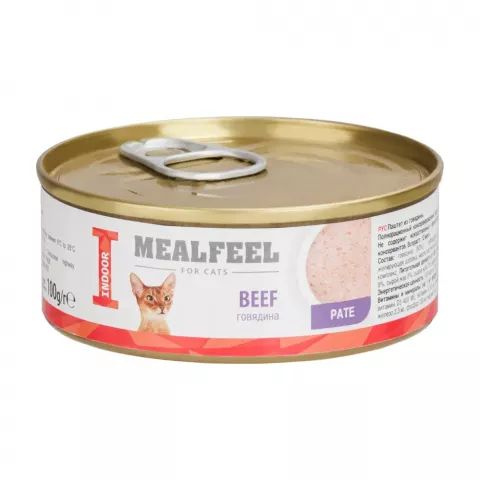 Mealfeel Влажный корм (консервы) для домашних кошек, паштет из говядины, 100 гр. 6 шт  #1