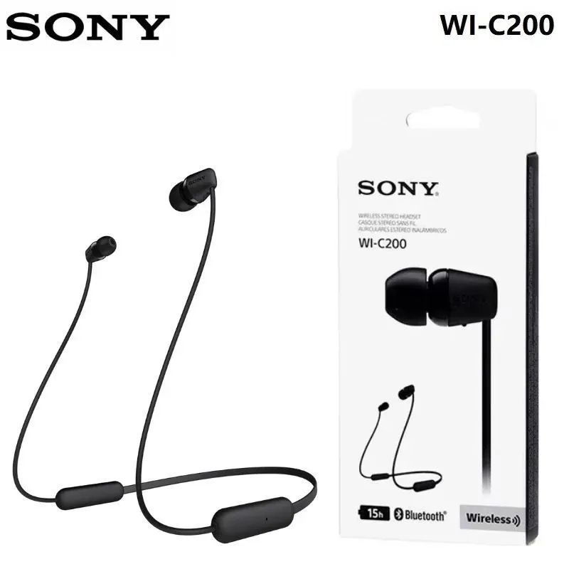 Sony Наушники беспроводные с микрофоном Sony WI-C200, Bluetooth, USB Type-C, черный матовый  #1