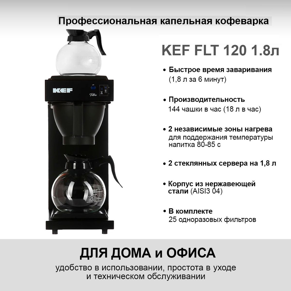 Фильтр-кофемашина KEF FLT 120 Black 1,8л (3,6л) (FLT120-2x1.8L) - купить с  доставкой по выгодным ценам в интернет-магазине OZON (1480807196)