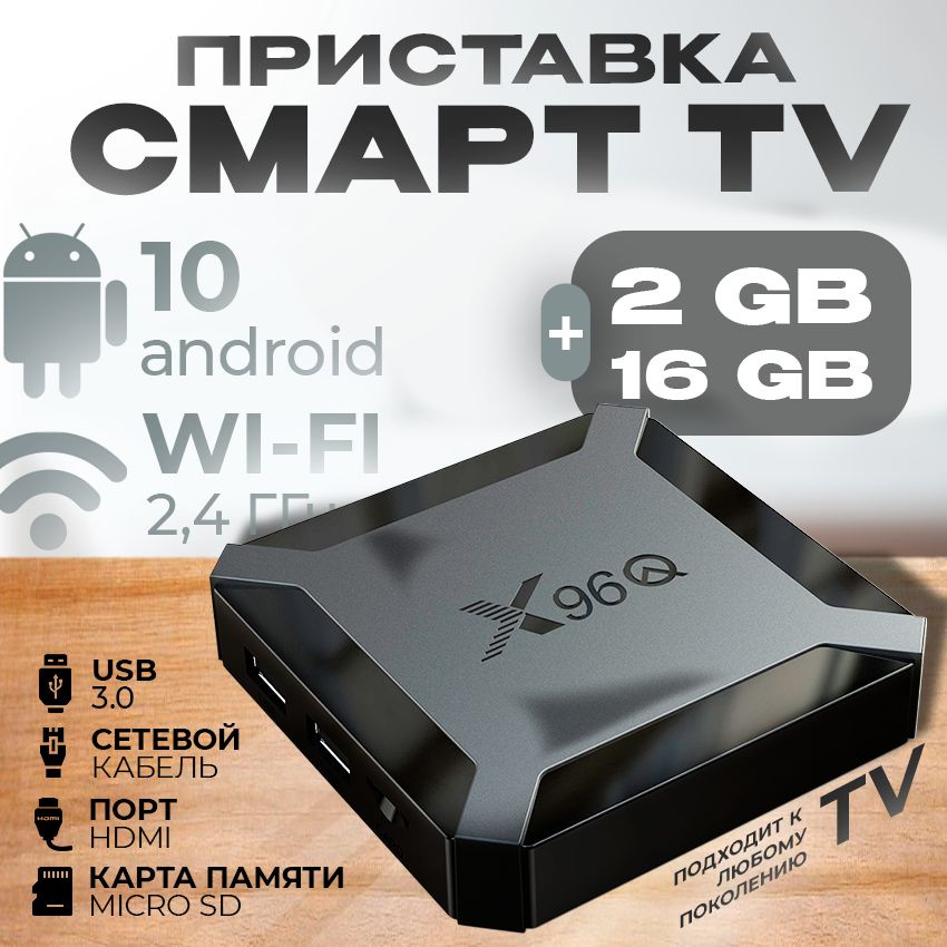 Смарт тв приставка для телевизора X96Q 1 ГБ/8 ГБ, Android 10, WI-FI 2.4  #1