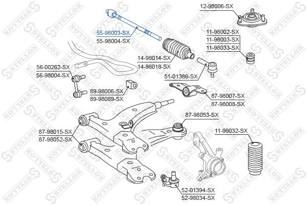 Тяга рулевая без г у Toyota Corolla RAV4 92-00 STELLOX 55-98003-SX #1