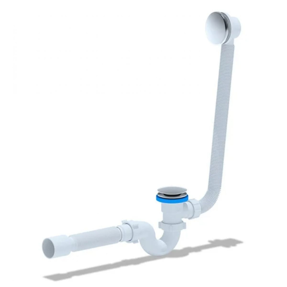 Сифон Ани для ванны клик-клак с выпуском и переливом с трубой 40/50 прямоточный EC155  #1