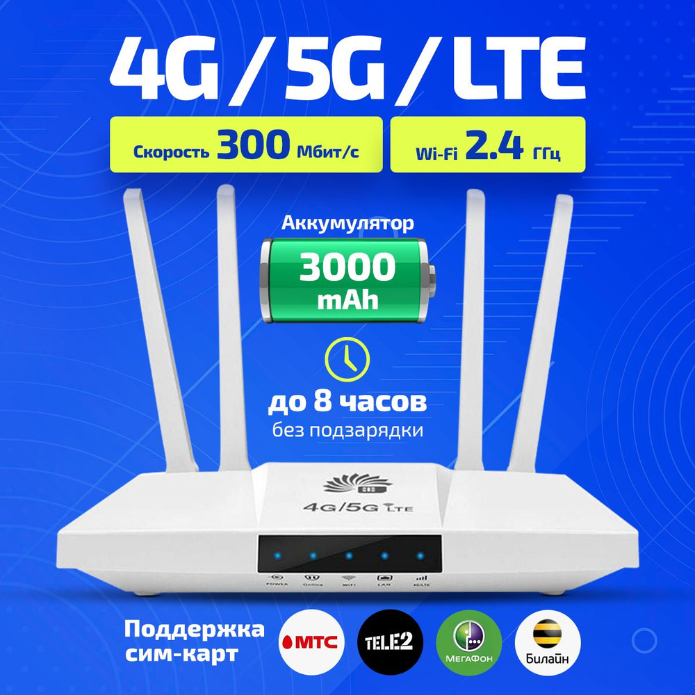 Роутер WiFi от сим карты 4G 5G LTE с аккумулятором 3000 mAh