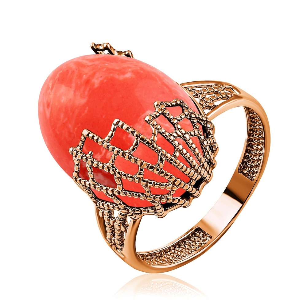 Кольцо из золочёного серебра DIAMANT-ONLINE с кораллом 925 пробы ...