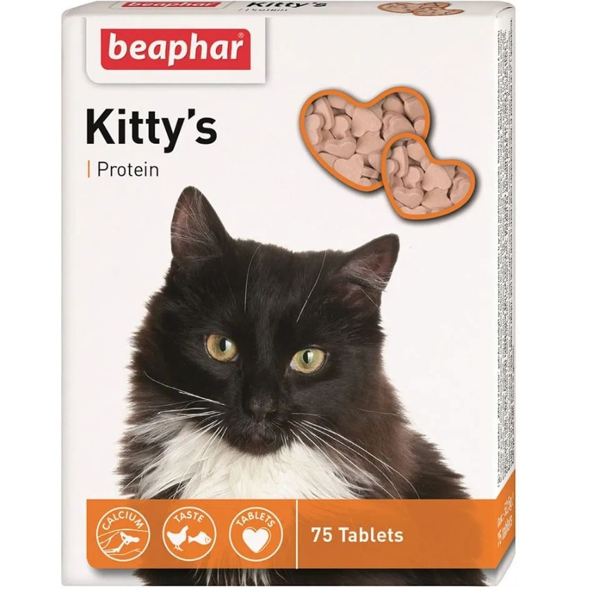 Лакомство витаминизированное для кошек Beaphar Kitty's Protein с рыбой, 75 таб (Нидерланды)  #1