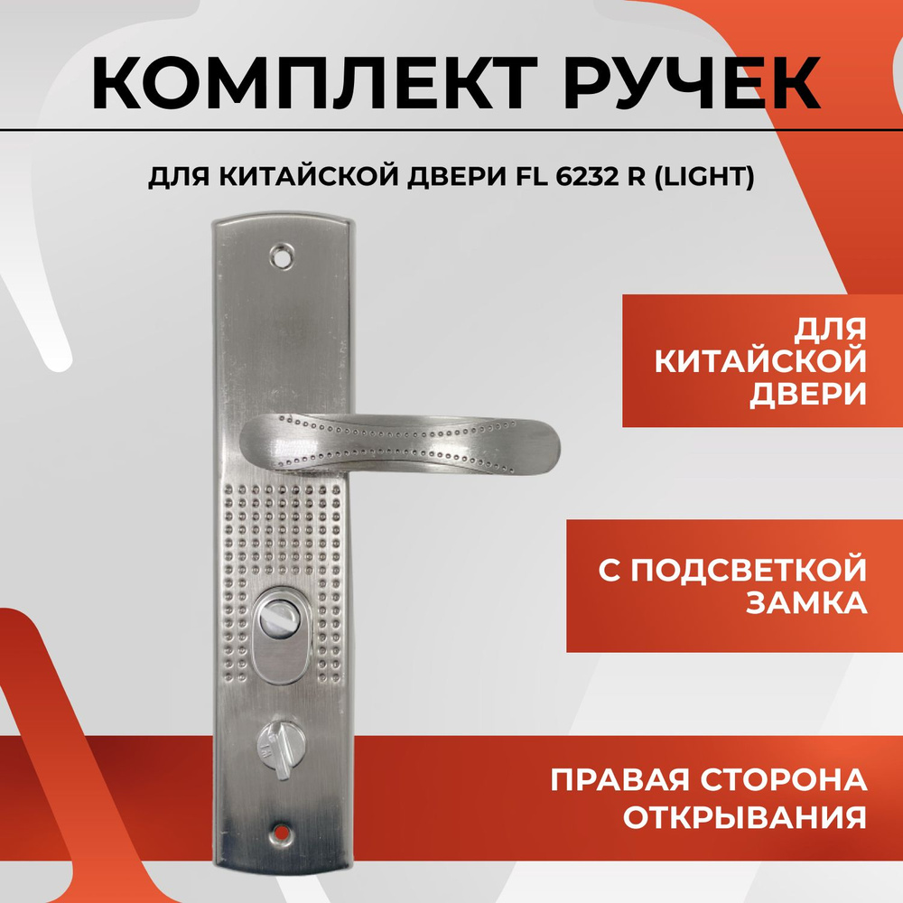 Ручка дверная на планке для входных металлических китайских дверей с ...