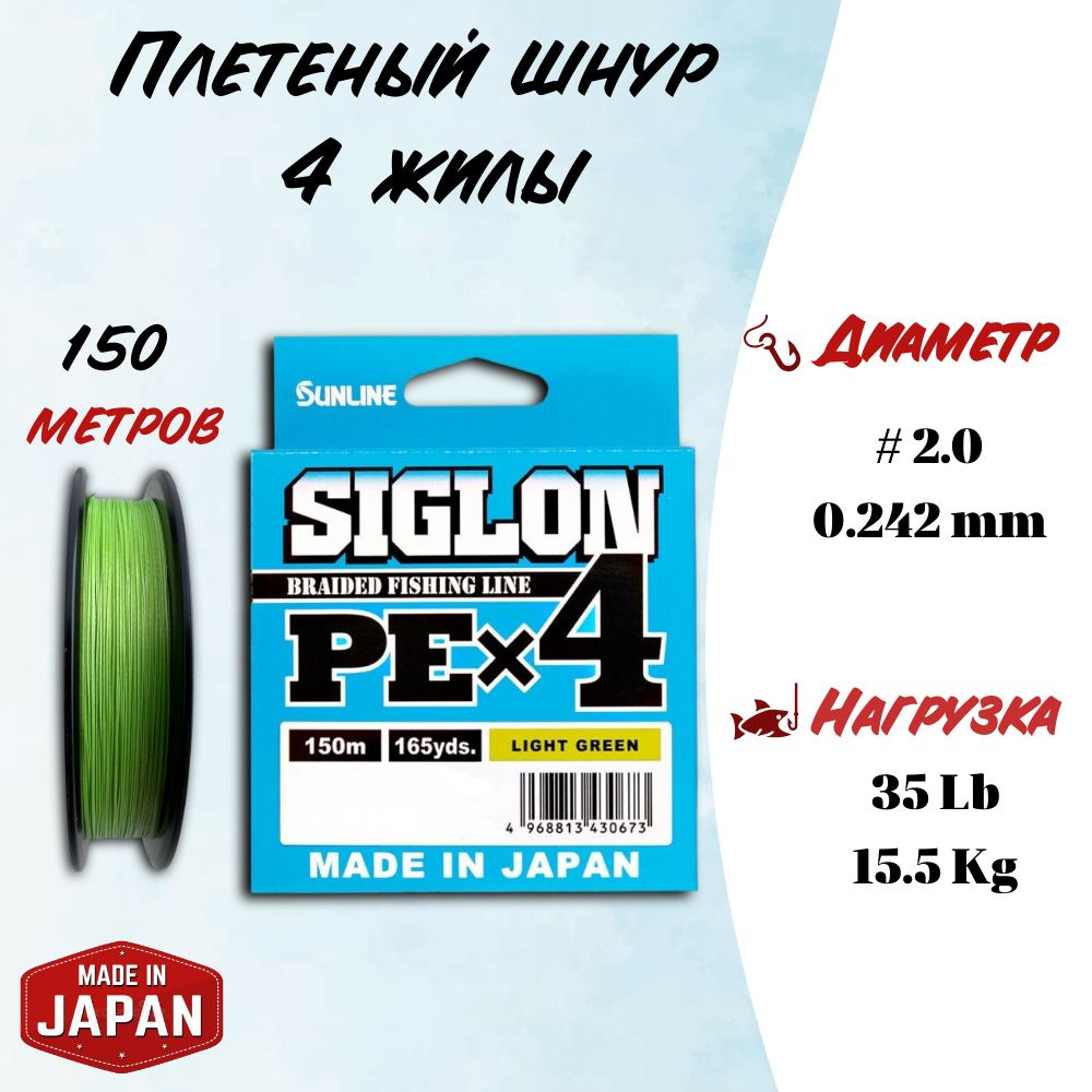 Шнур плетёный Sunline SIGLON PEx4 №2,0 / леска плетенка #1