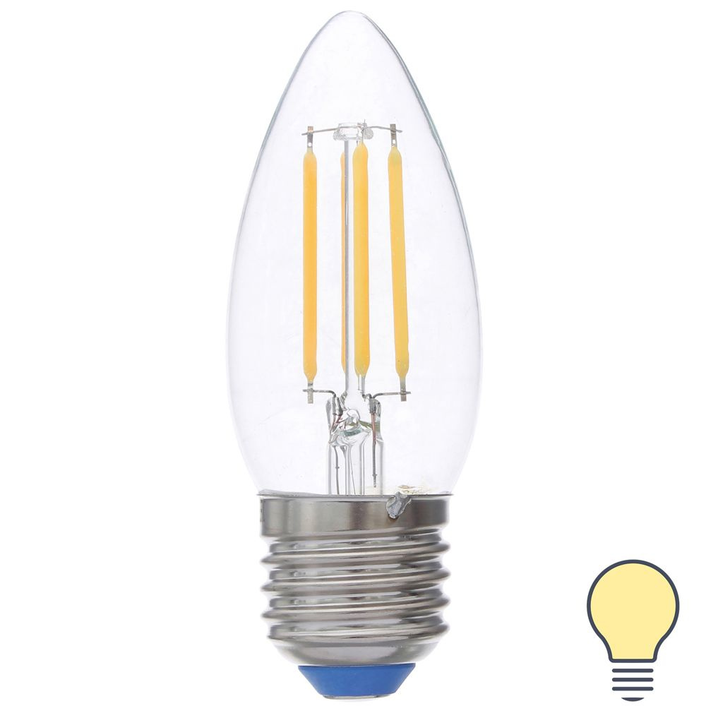 Лампа светодиодная филаментная Airdim форма свеча E27 5 Вт 500 Лм свет тёплый  #1