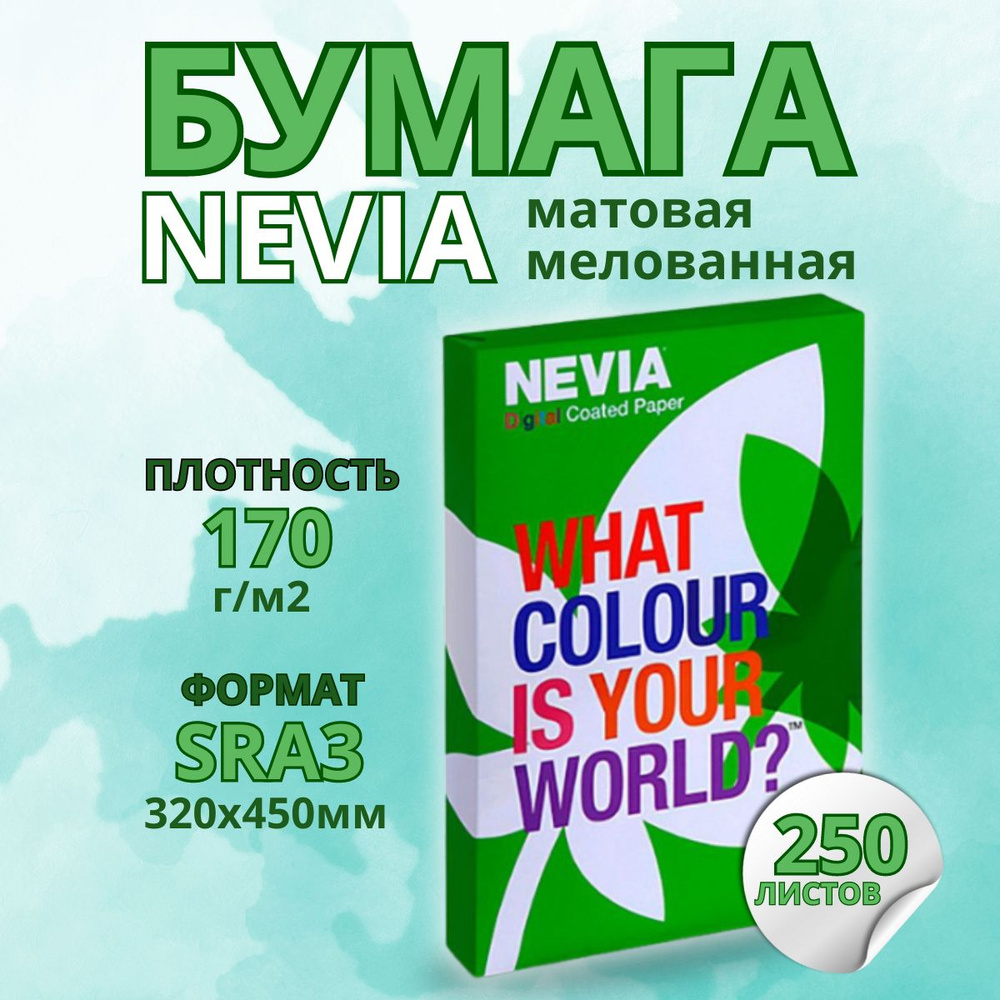 Бумага мeлованная NEVIA мат. бел.170 г/м2, 320x450 мм (SRA3) 250л #1