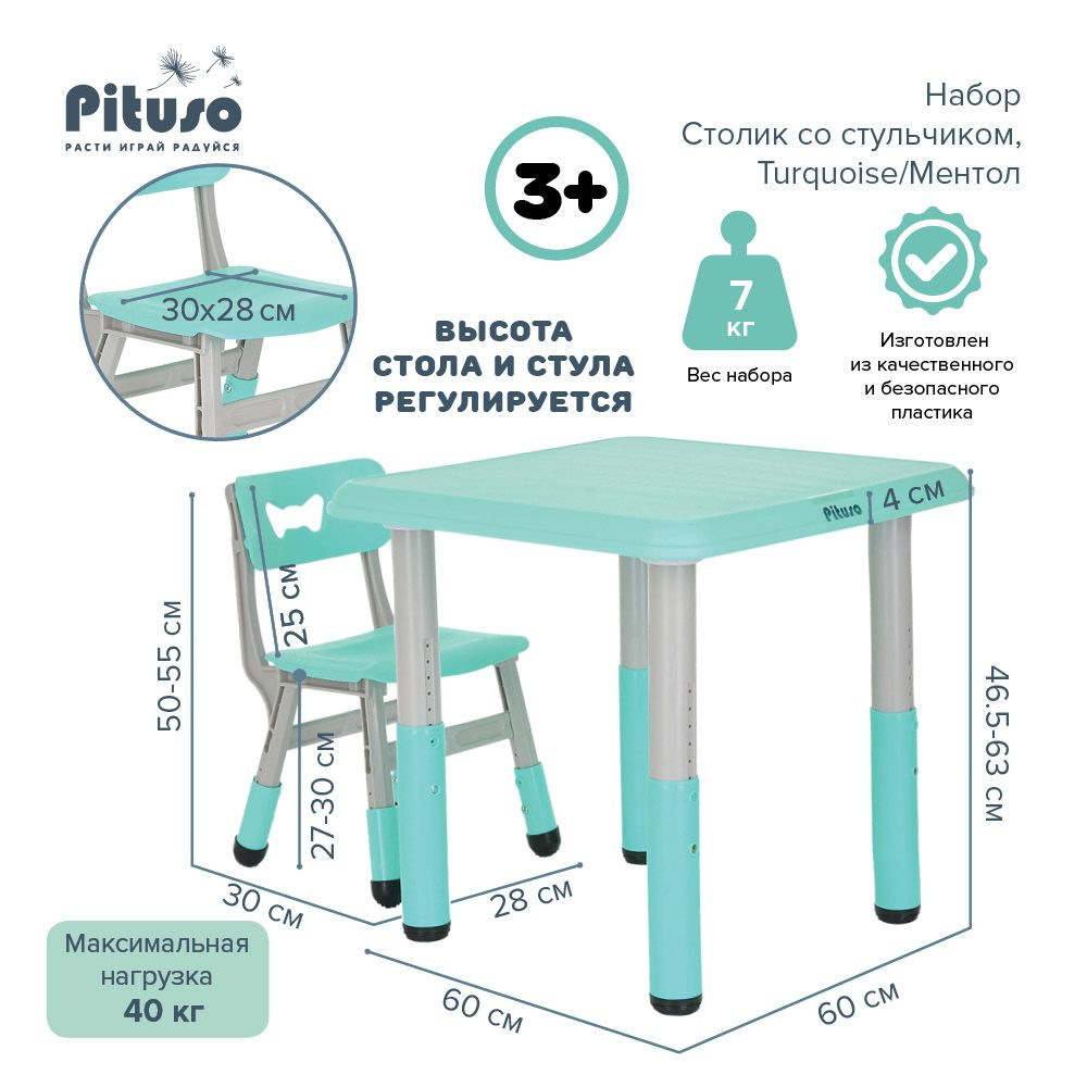 Комплект детской мебели стол+стул регулируемые Pituso L-ZY07 - купить с ...