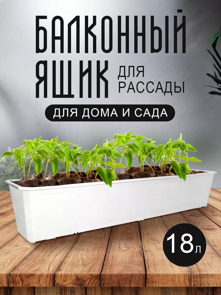 Балконный, уличный ящик для рассады и цветов, растений пластиковый 1808 ...