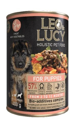 Leo&Lucy Корм корм для щенков Влажный Холистик мясное ассорти с овощами ...