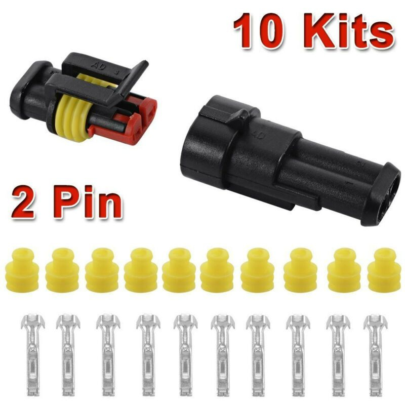 10 Комплектов 2-Контактный Способ Герметичный Водонепроницаемый Электрический Провод Разъем Штекер Автомобиля #1