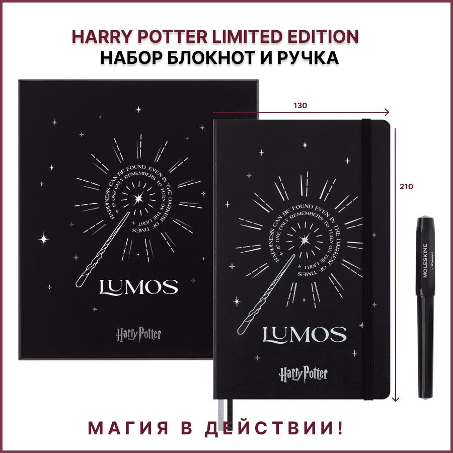 Набор MOLESKINE LE HARRY POTTER THEMED BUNDLE блокнот 13х21 см и ручка роллер Moleskine-Kaweco черные #1