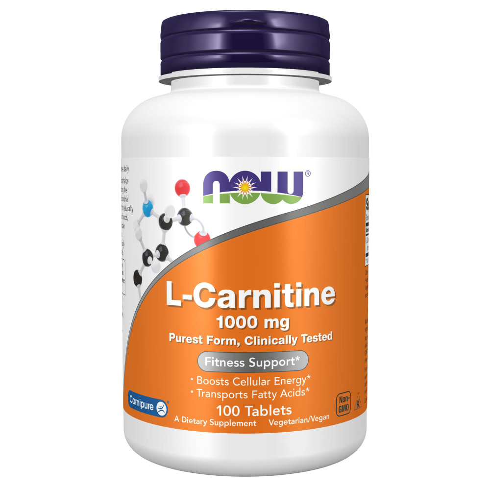 NOW L-Carnitine Tartrate 1000 mg, Карнитин Тартрат 100 таблеток #1