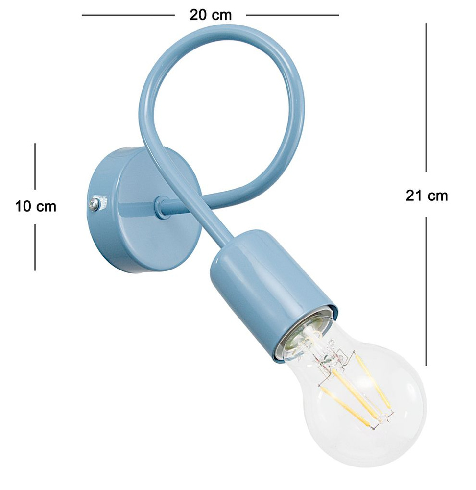 Дизайнерский настенный бра голубого цвета для интерьера - Современный светильник с открытой лампой для #1