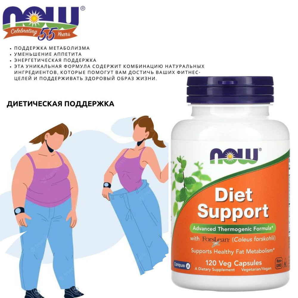 Поддержка здорового жирового обмена. Уменьшение аппетита. NOW Diet Support. Диетическая поддержка, 120 #1