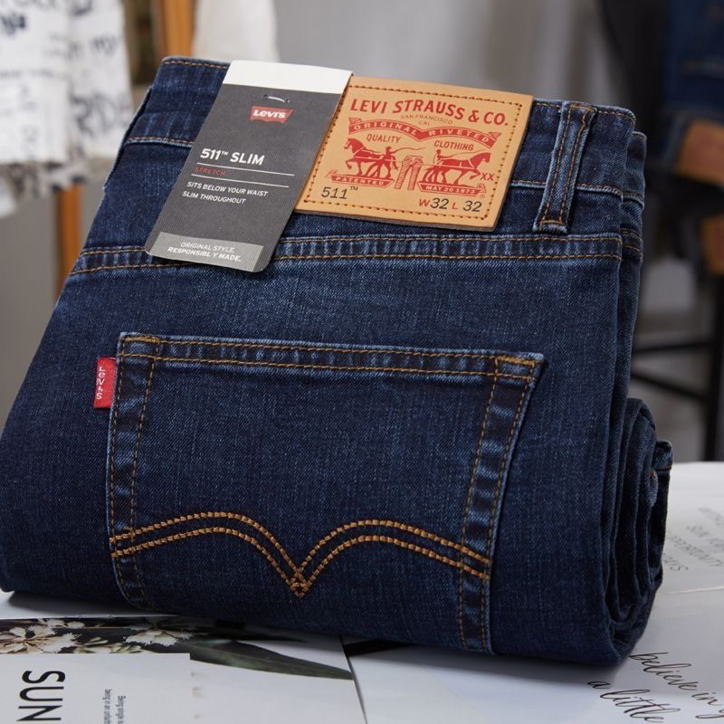 Джинсы Мужской Levi's синий широкие Джинс, размер 36 свободный Пряжка ...