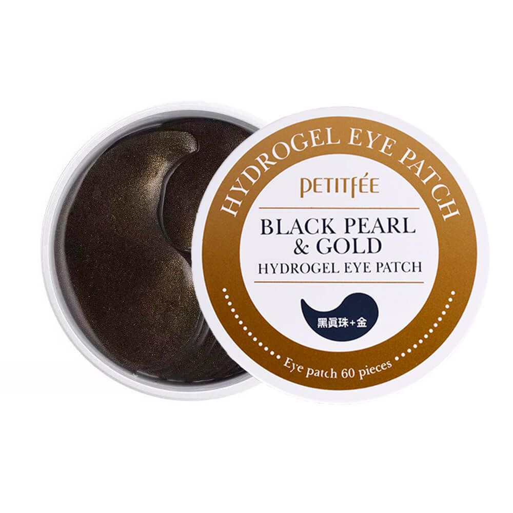 Petitfee Подтягивающие гидрогелевые патчи с черным жемчугом и золотом Black Pearl & Gold Eye Patch  #1