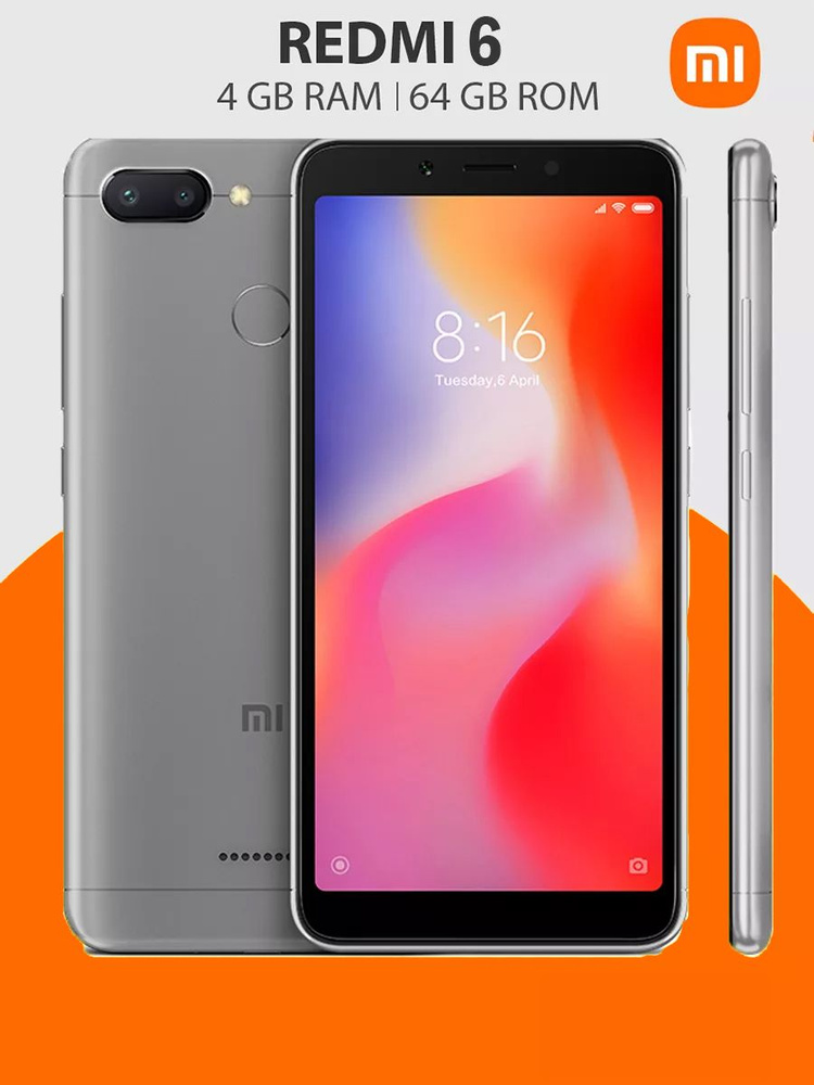 Redmi Смартфон Redmi 6 Global 4/64 ГБ, светло-серый #1