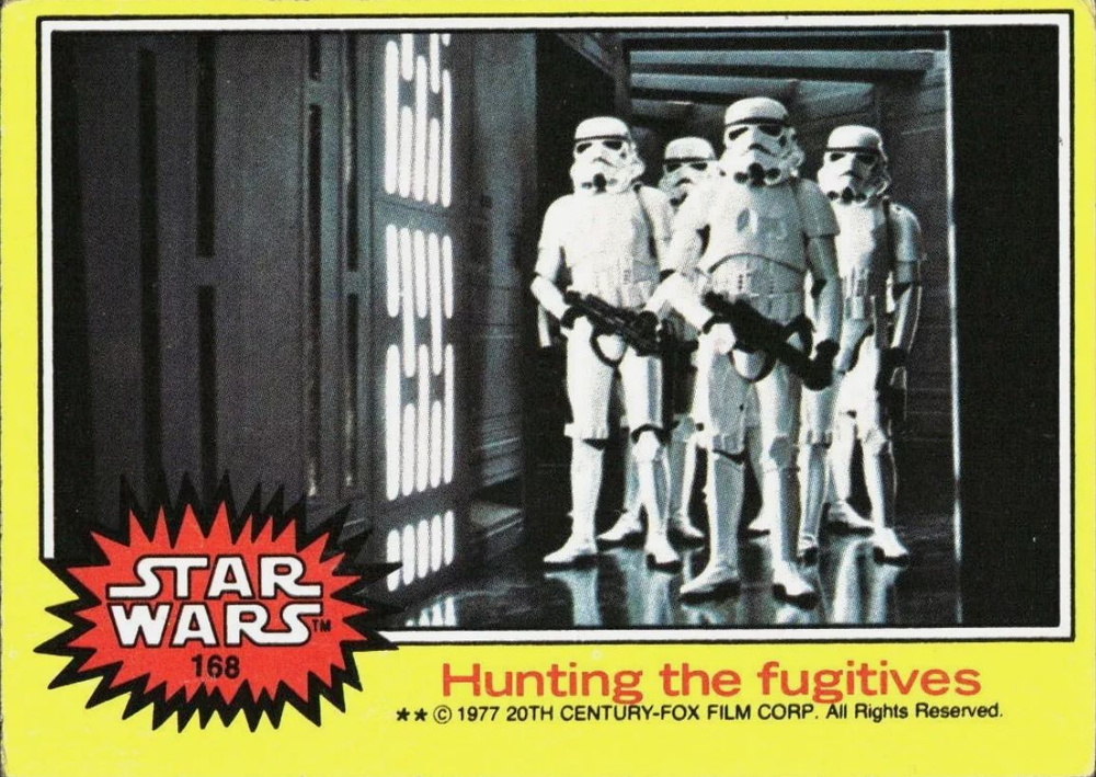 Винтажная карточка Star Wars Series 3 Yellow #168 Hunting the Fugitives #1