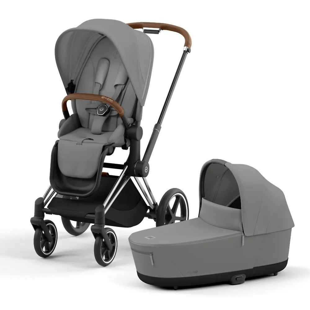 Универсальная коляска 2 в 1 Cybex Priam IV, цвет Mirage Grey серый на шасси Chrome Brown, с рождения #1