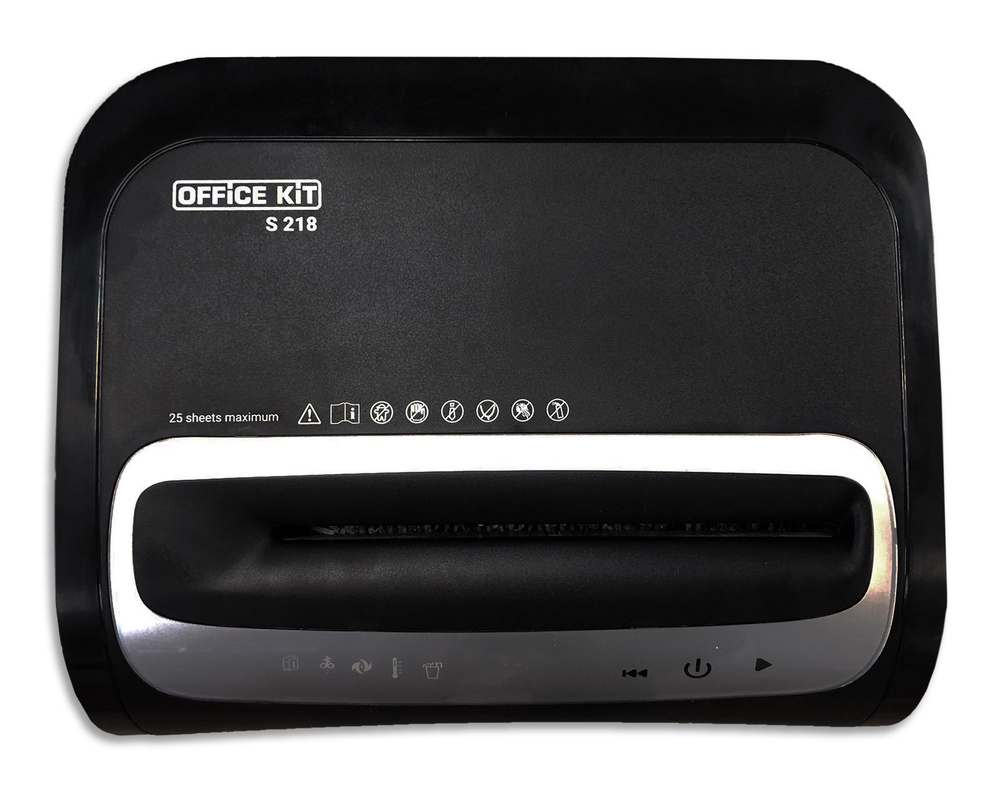 Шредер Office Kit S218 (1,9x13) черный (секр.P-5)/фрагменты/22лист./30лтр./скрепки/скобы/пл.карты/CD #1