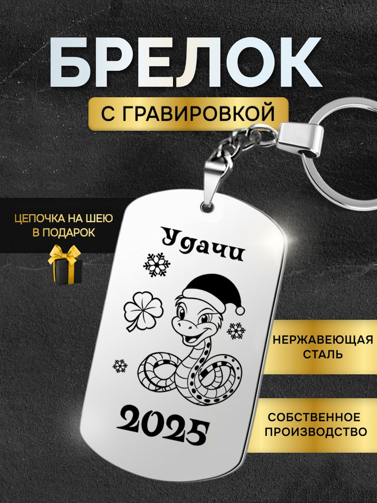 Жетон брелок новогодний - подарок на Новый год змеи 2025 (НГ рождество) с пожеланием  #1