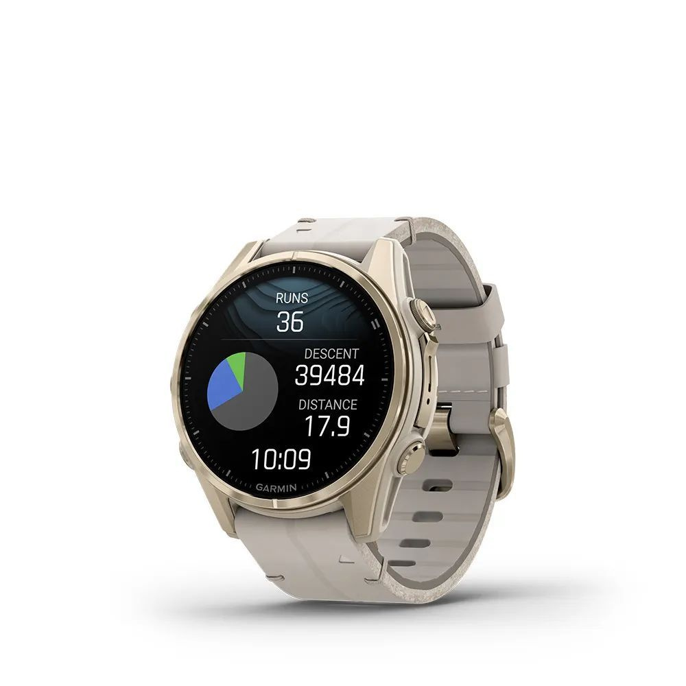 Garmin Умные часы Fenix 8 43 mm AMOLED Sapphire soft gold with a fog gray leather band, 43mm, Soft Gold #1