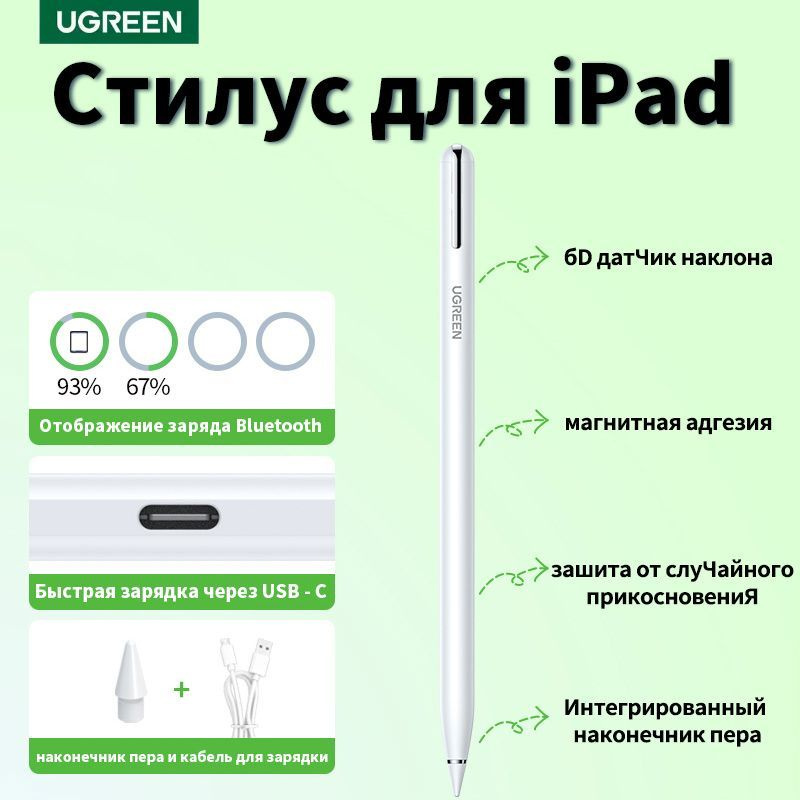 Стилус для iPad, AGNI Senses. Apple pencil usb-c с магнитным креплением, для планшетов апл  #1