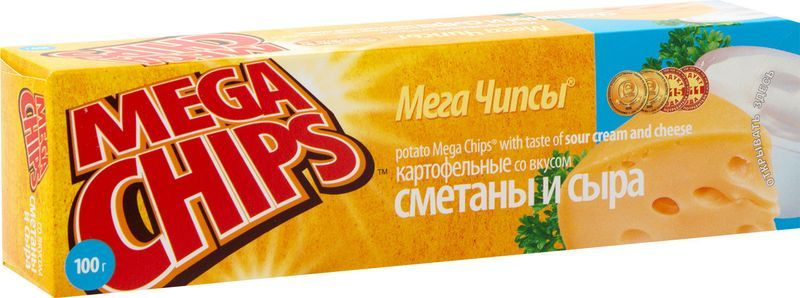 Чипсы картофельные Mega Chips со вкусом сметаны и сыра, 100г #1