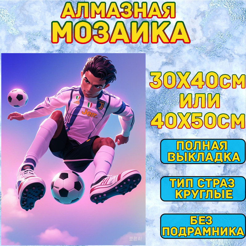 MUMOU Алмазная мозаика набор, круглый алмаз 30x40 см, "Cristiano Ronaldo CR7" без рамки  #1