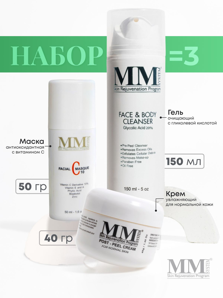 Mene&MoySystem Набор косметики Face&Body Cleanser 20% + Post Peel Cream for Normal Skin + Antiox. Facial #1
