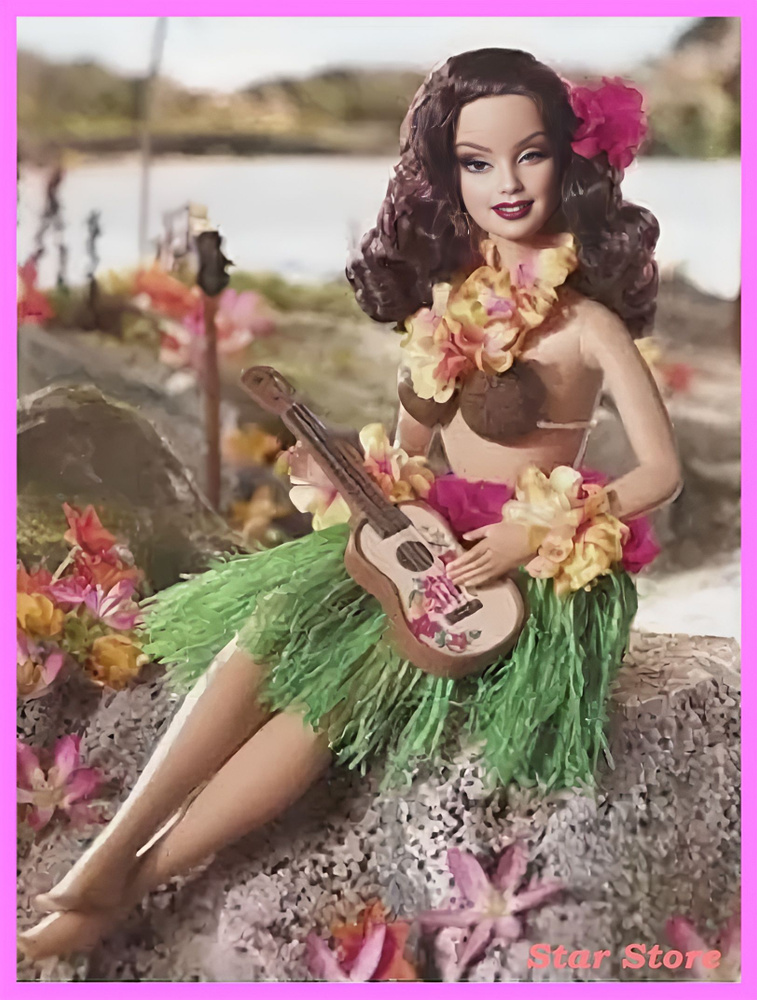 Poupée Barbie Hula Honey Gold Label OOAK – Look Hawaïen Unique Pour Collection