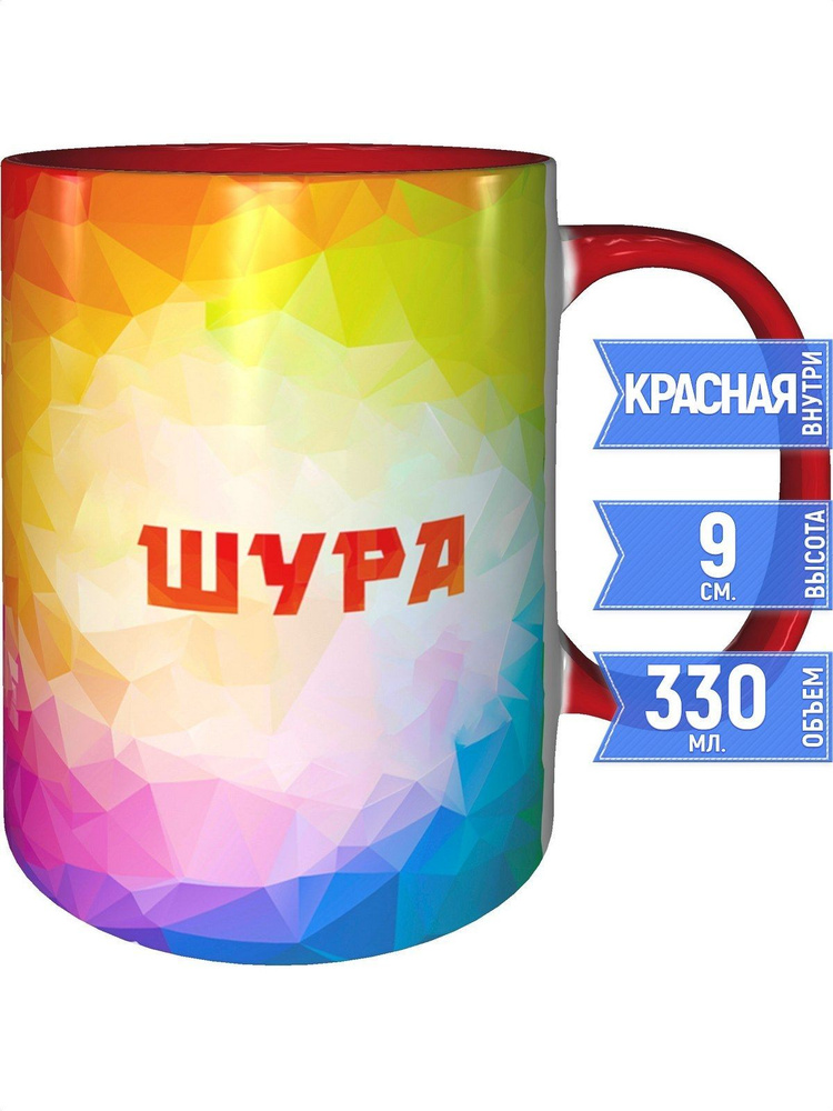Кружка именная Шура - с красной ручкой и красная внутри #1