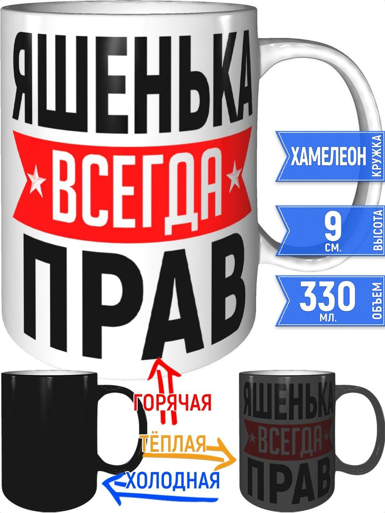 Кружка Яшенька всегда прав - хамелеон #1