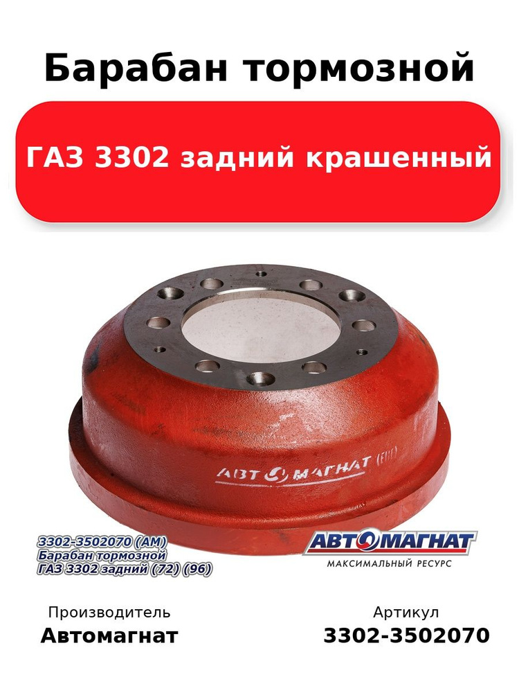 Барабан тормозной ГАЗель задний "АвтоМагнат" (AM-02-008)
