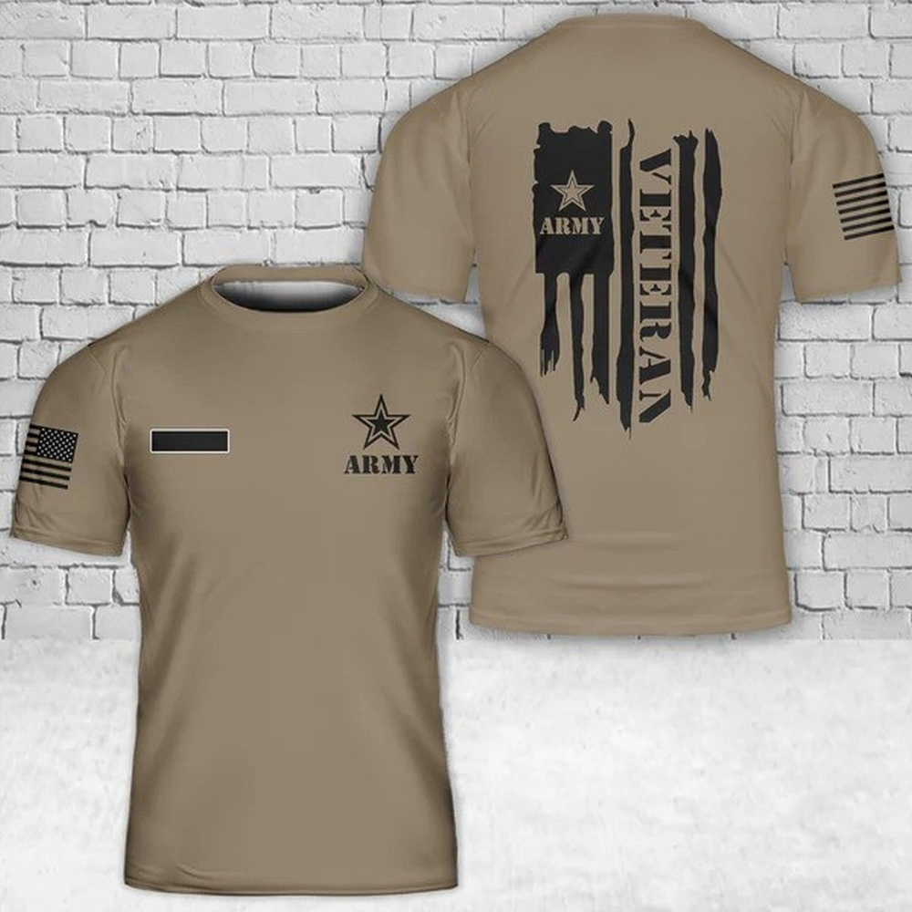 Футболка Футболка Custom Name US Army Veteran With Flag T-Shirt 3D #1