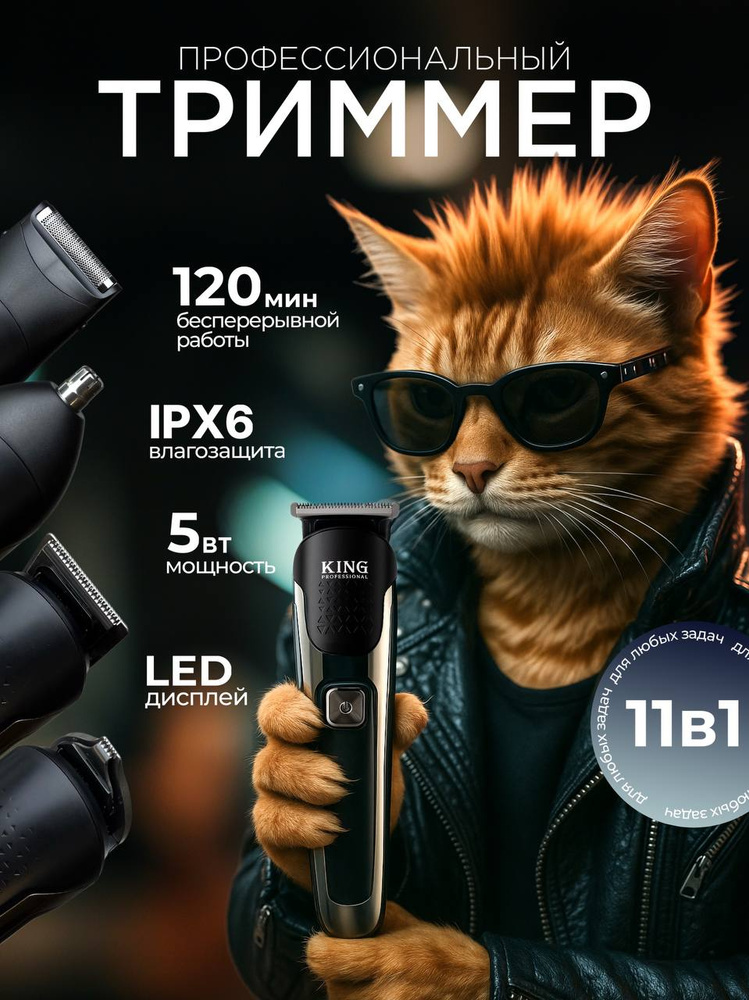 Триммер для бороды, Триммер для волос, 11в1, электробритва #1