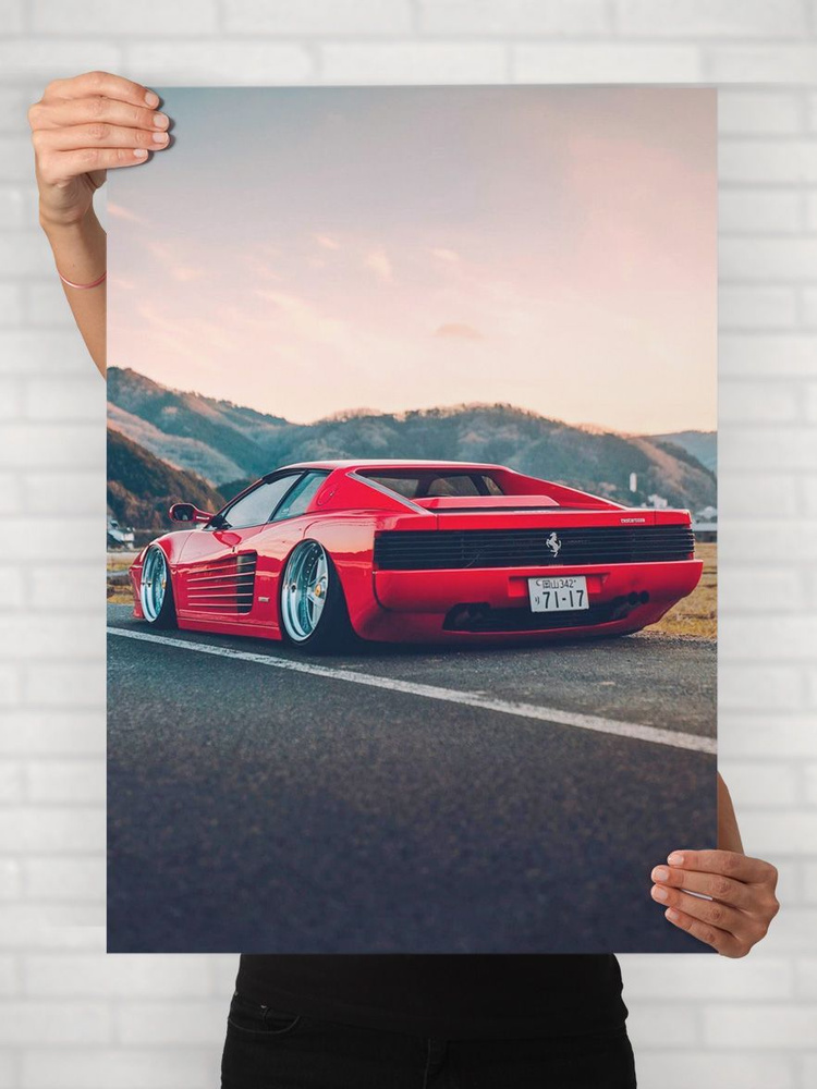 Плакат на стену для интерьера Легенды Авто (Феррари Тестаросса - Ferrari Testarossa 2) - Постер по машине #1