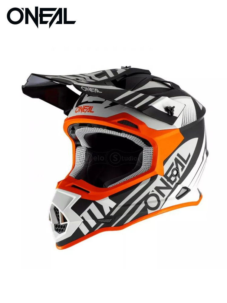 Шлем кроссовый 2SRS Helmet SPYDE 2.0 black/white/orange #1