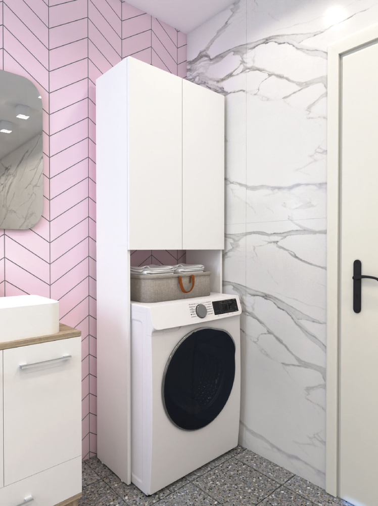 Шкаф над стиральной машиной Белый #1