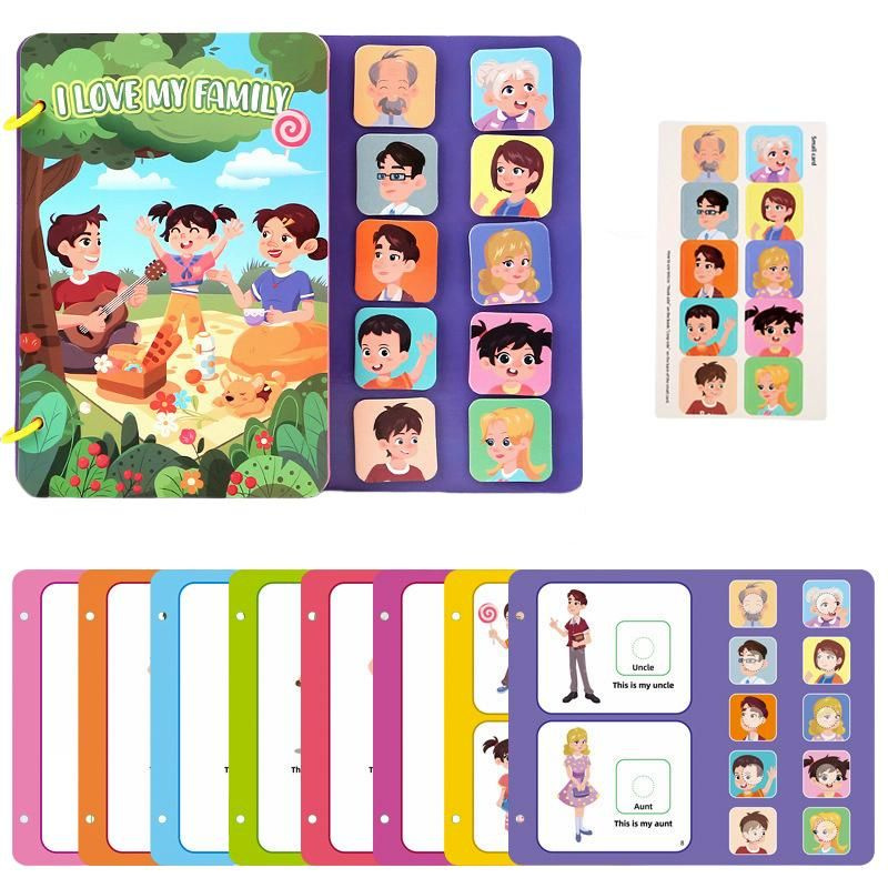 Образовательная наклейка Монтессори Busy Card Book Многоразовая комбинирующая головоломка для когнитивного #1
